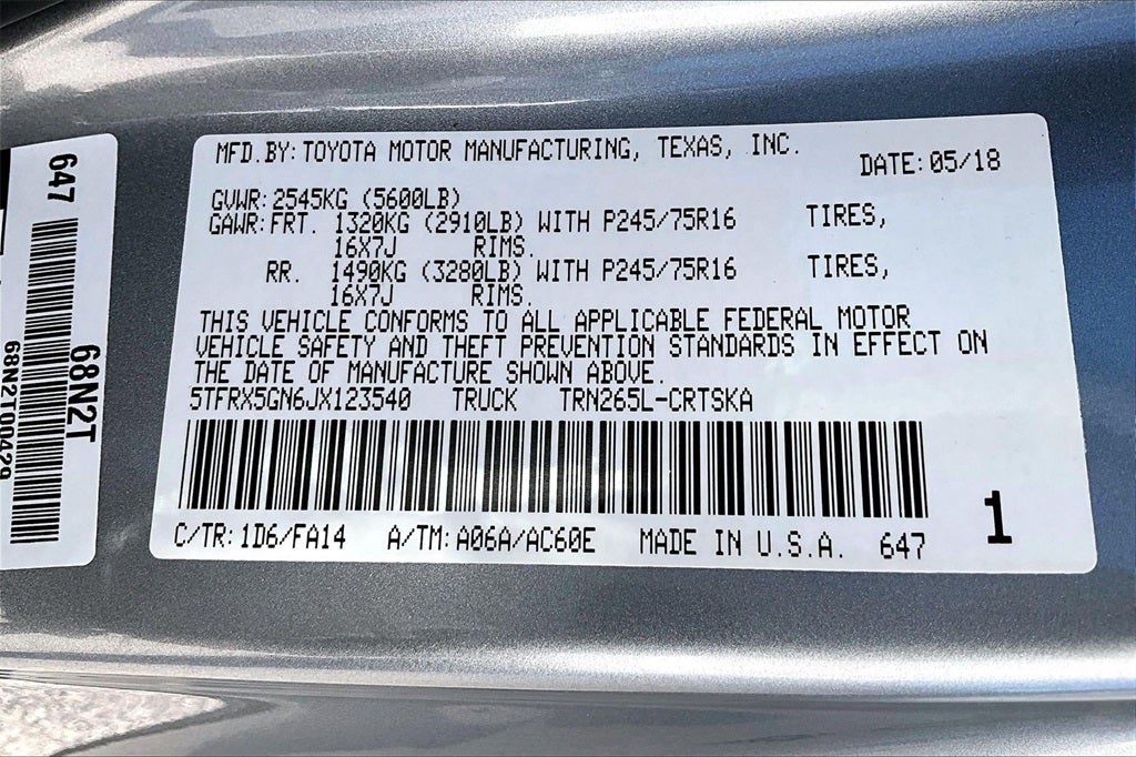 2018 Toyota Tacoma SR